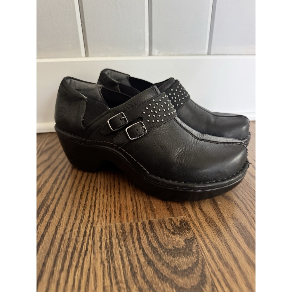 Ariat Sheila Clogs Womens 9 Black Leather Studded Buckle Western Comfort Shoes